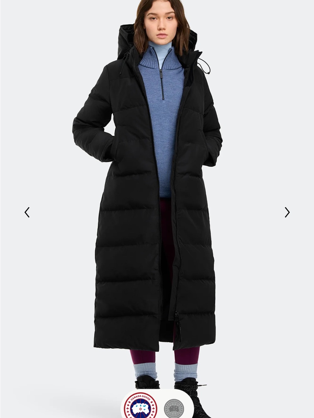 Canada Goose Long Black Hooded Puffer Coat